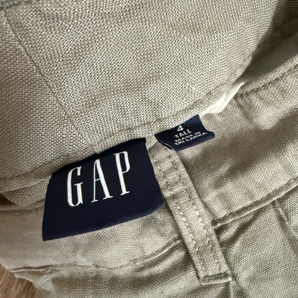 GAP Green Trousers Relaxed Fit Linen size 4 Tall - Picture 5 of 6